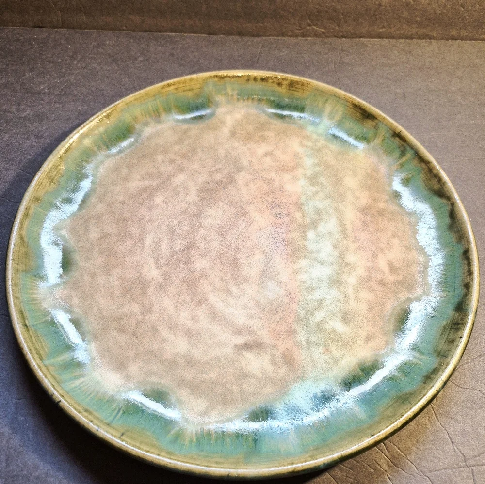 Vintage McCarty Pottery Jade And Nutmeg Round Platter 13+" Signed - Picture 3 of 8